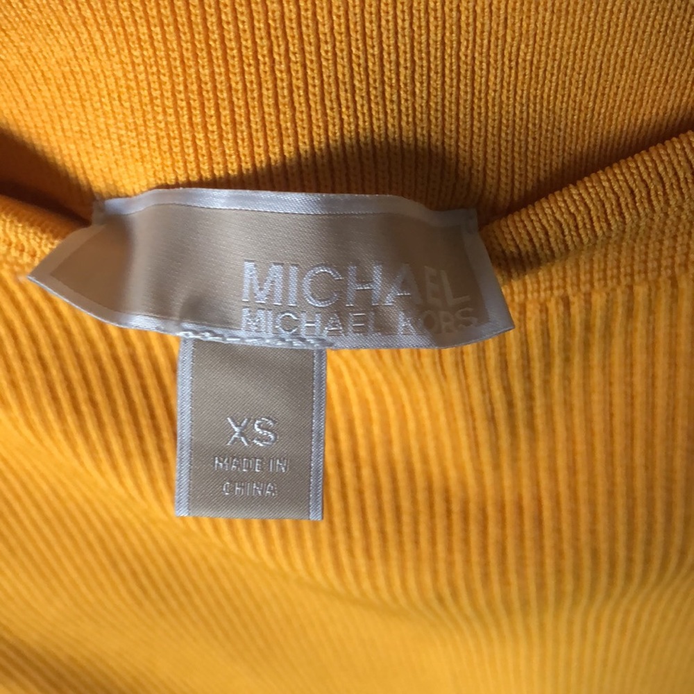 Michael Kors Yellow Ribbed Knit Midi Skirt Viscose Stretch Bodycon XS - Picture 3 of 3